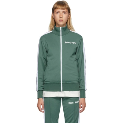 Palm Angels Green Classic Track Jacket In Pine/white