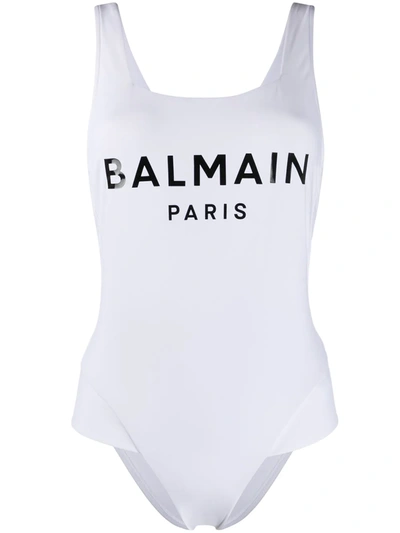 Balmain White Cross Back One-piece Swim Suit