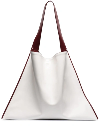 Jil Sander Contrast Trim Oversized Tote Bag In White