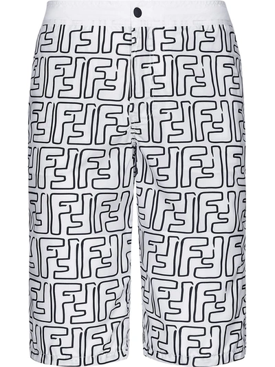 Fendi Ff Motif Swim Short In White