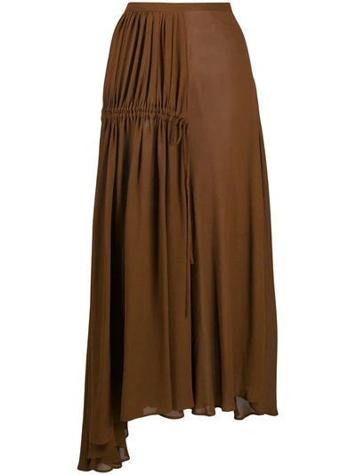 N°21 Asymmetric Pleated Skirt In Brown