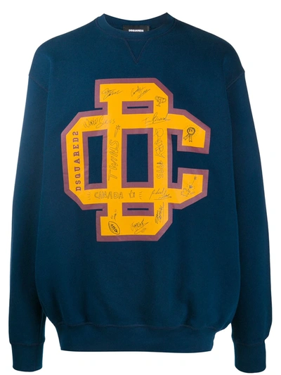 Dsquared2 Varsity Crew Neck Sweatshirt In Blue