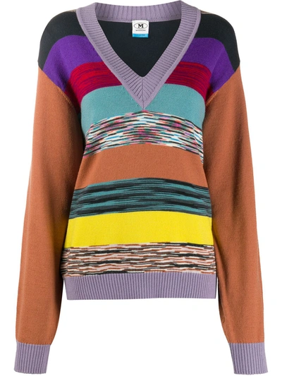 M Missoni Striped Knit Jumper In Purple