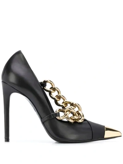 Just Cavalli Chain Trim Stiletto Pumps In Black