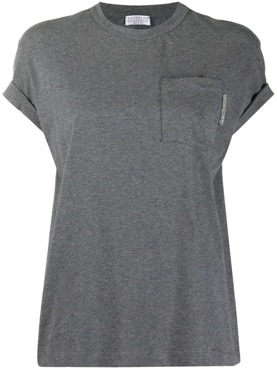 Brunello Cucinelli Rolled Sleeve T-shirt In Grey