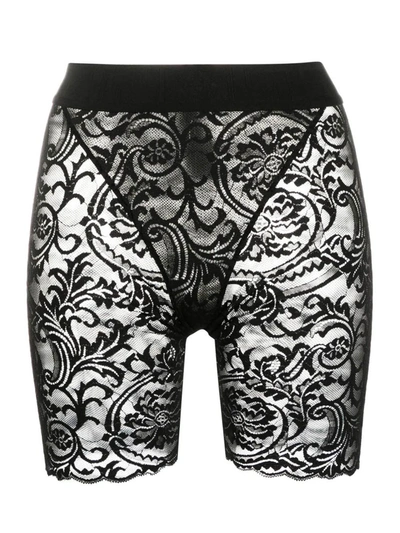 Versace Greca Lace Shorts In Black