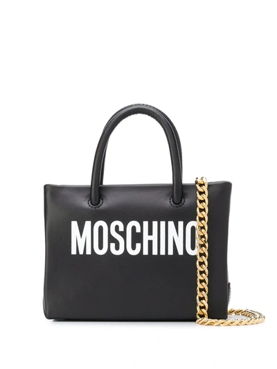 Moschino Logo-print Shoulder Bag In Black