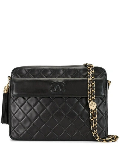 Pre-owned Chanel 1990 Diamond Quilted Flap Shoulder Bag In Black