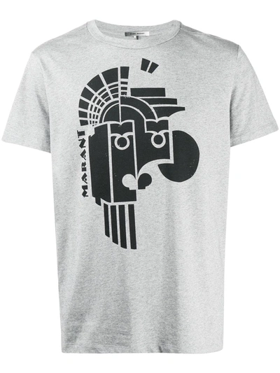Isabel Marant Graphic Logo Print T-shirt In Grey