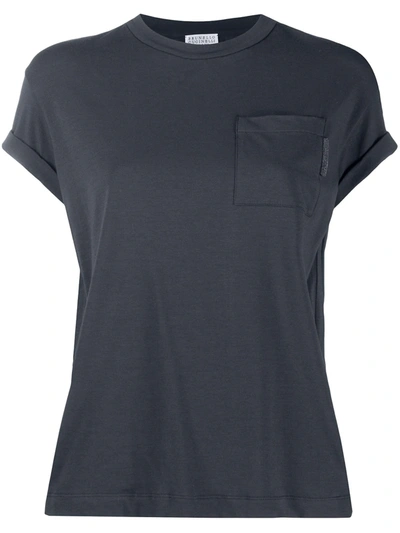 Brunello Cucinelli Rolled Sleeve T-shirt In Blue