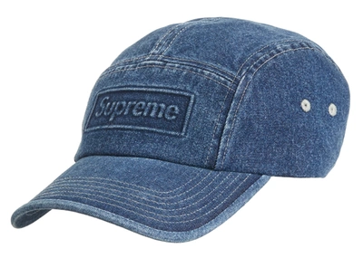 Pre-owned Supreme Embossed Denim Camp Cap Blue