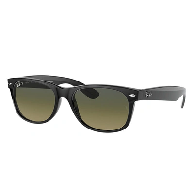 Ray Ban New Wayfarer @collection Sunglasses Black Frame Blue Lenses Polarized 55-18