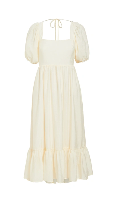 Wayf Lucca Midi Gathered Dress In Cream