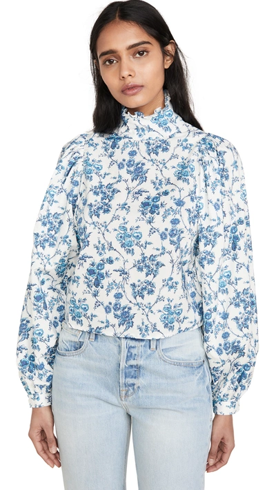 Meadows Carnation Top In Big Blue Floral