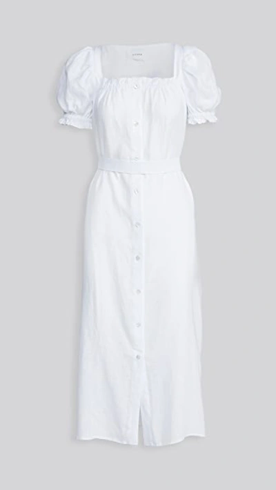 Sleeper Women's Brigitte Linen Puff-sleeve Dress In White