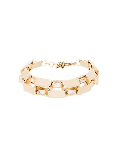 Rosantica Crystal-embellished Square-link Bracelet In Gold