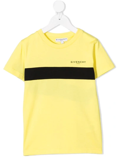 Givenchy Kids' Logo Print Crewneck T-shirt In Yellow