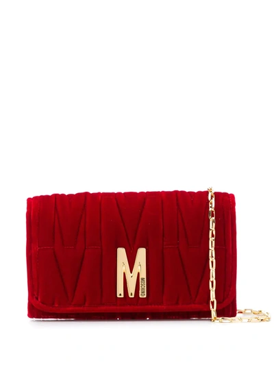 Moschino M-quilted Clutch Bag In Red