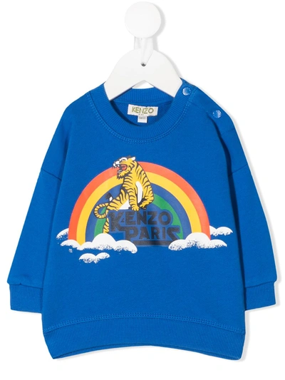 Kenzo Royal Blue Sweatshirt For Babyboy With Rainbow