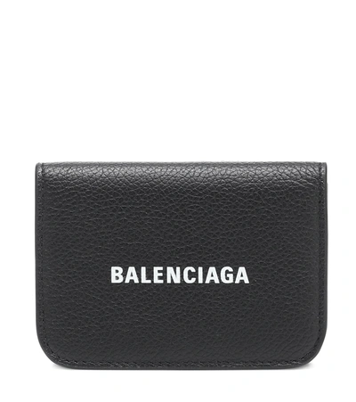 Balenciaga Logo Leather Wallet In Black