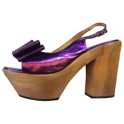 Pre-owned Lanvin Leather Sandals In Purple