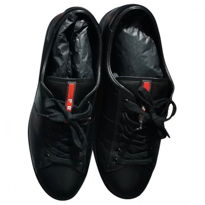 Pre-owned Prada Leather Low Trainers In Black
