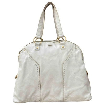 Pre-owned Saint Laurent Muse Leather Tote In White