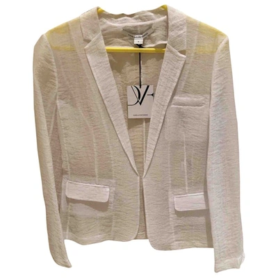 Pre-owned Diane Von Furstenberg White Synthetic Jacket