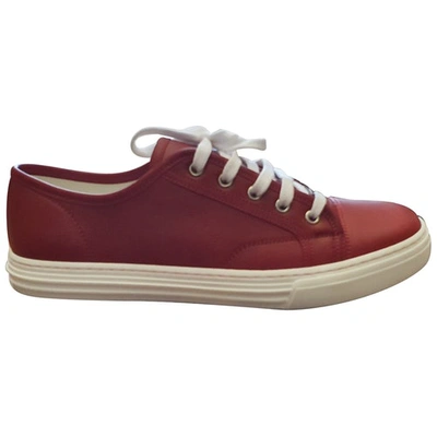 Pre-owned Gucci Leather Low Trainers In Burgundy