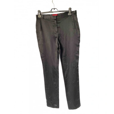 Pre-owned Lanvin Silk Straight Trousers In Black