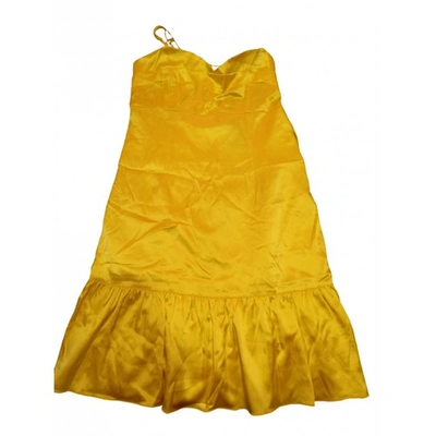 Pre-owned Guess Silk Mini Dress In Yellow