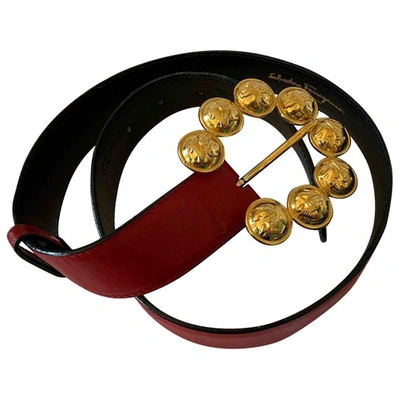 Pre-owned Ferragamo Leather Belt In Red