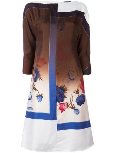 Ferragamo Silk Tunic Dress In Marrone Toni Cognac