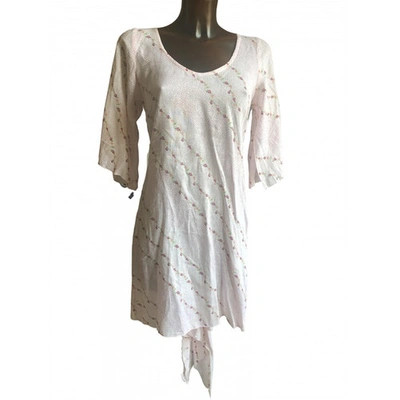 Pre-owned 120% Lino Linen Mid-length Dress In Pink