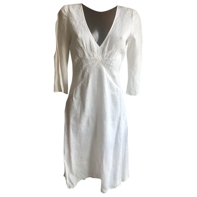 Pre-owned 120% Lino Linen Mid-length Dress In Beige