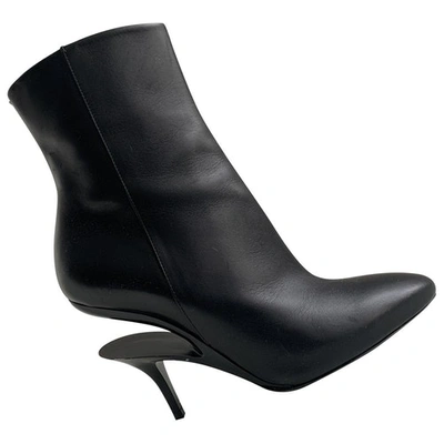 Pre-owned Maison Margiela Leather Ankle Boots In Black