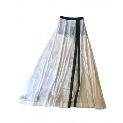 Pre-owned La Perla Silk Maxi Skirt In White