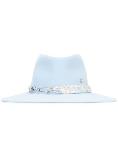 Maison Michel 'pierre' Floral Band Rabbit Furfelt Fedora Hat In Blue