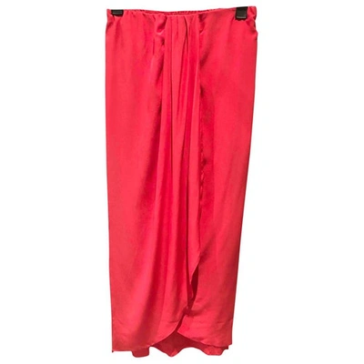 Pre-owned Ella Luna Silk Maxi Skirt In Red