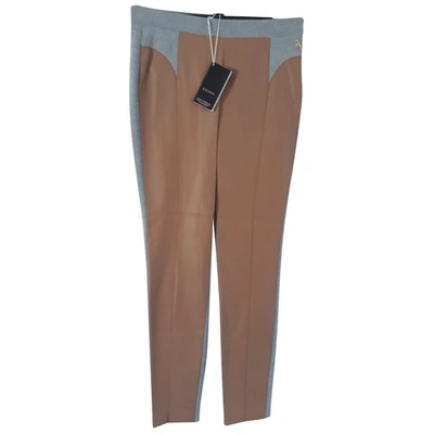 Pre-owned Escada Leather Slim Pants In Camel