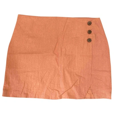 Pre-owned Minkpink Pink Linen Skirt