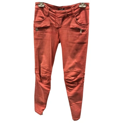 Pre-owned Balmain Slim Trousers In Red