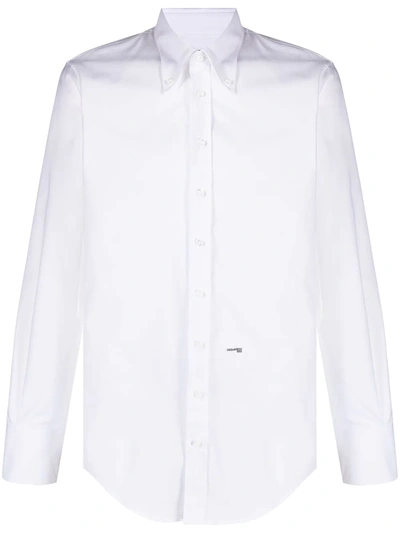 Dsquared2 Slim Cotton Poplin Tuxedo Shirt In White