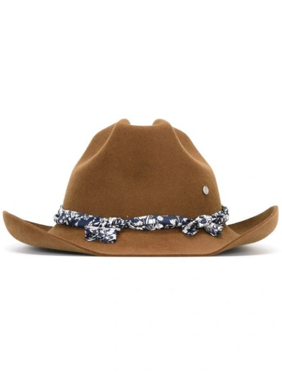 Maison Michel Lucky Rabbit-fur Felt Cowboy Hat In Sepia-brown