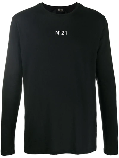 N°21 Logo-print Long-sleeve T-shirt In Black