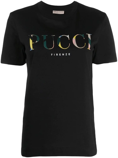 Emilio Pucci Logo Printed T-shirt In Black