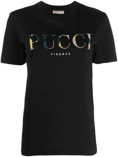 Pucci Logo Printed T-shirt In Black