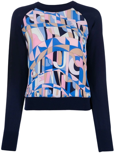 Pucci Geometric Insert Jumper In Blue