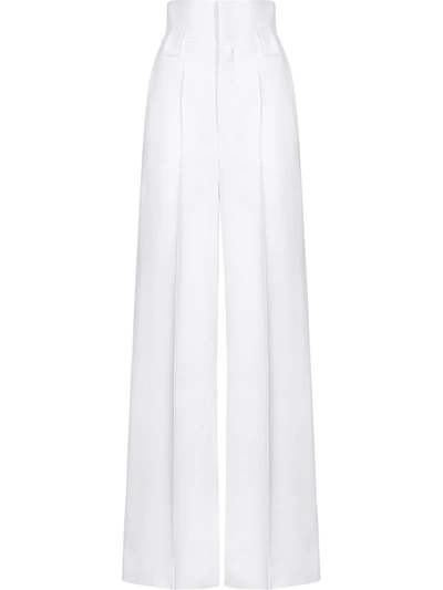 Fendi High-waisted Flared Trousers In White