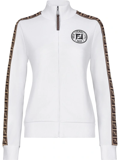Fendi Side Monogram Panel Logo Print Jacket In White